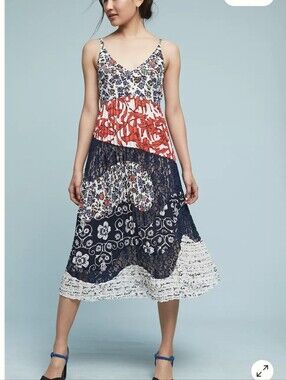 Anthropologie Maeve Isa Midi Dress Patchwork